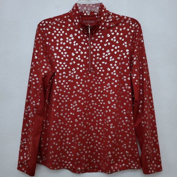 Sansoleil Zip Mock Neck UPF50 Long Sleeve Top Tennis Golf Pickleball Medium - Picture 1 of 11